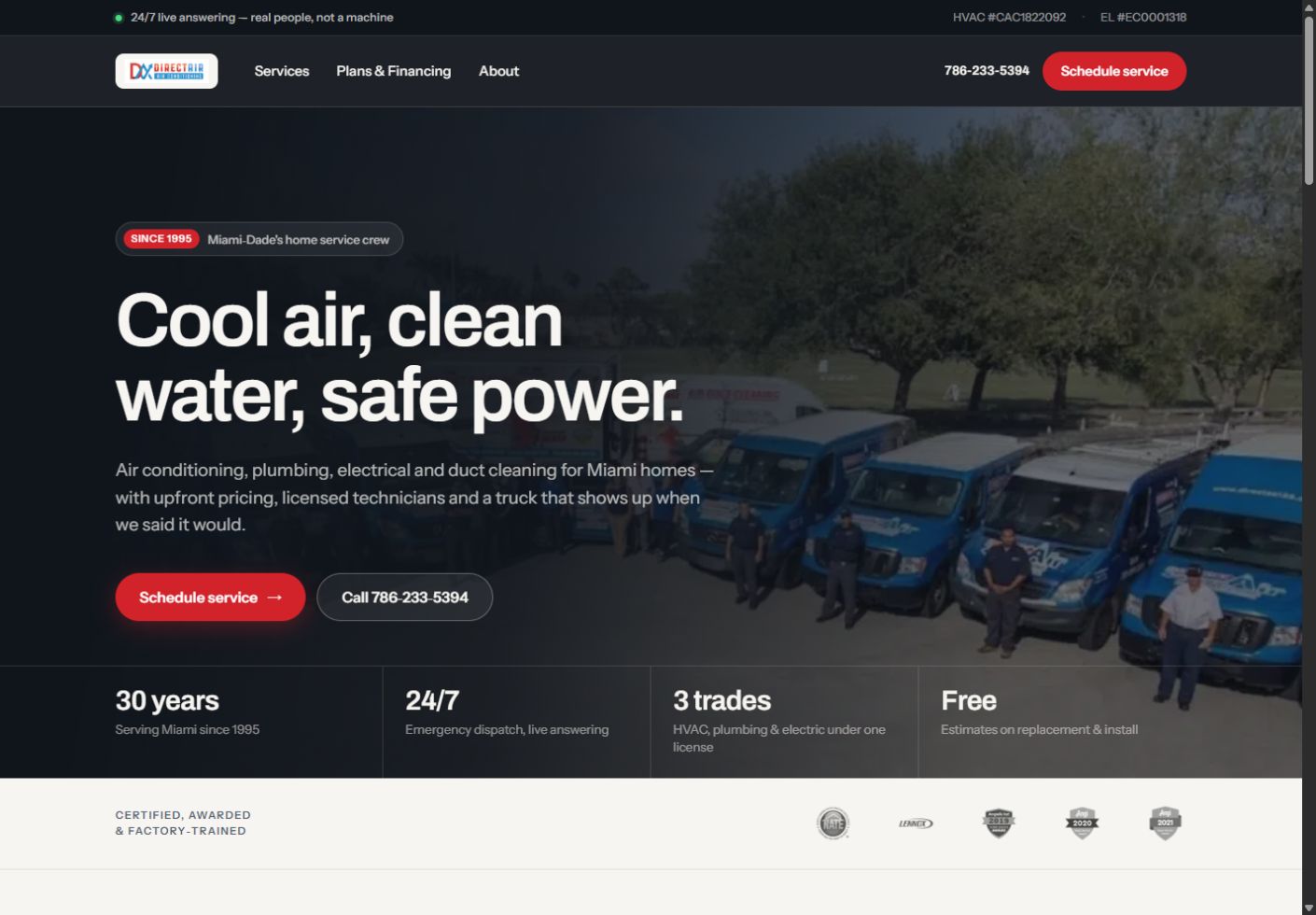 Direct Air website concept homepage by Sparza Studio