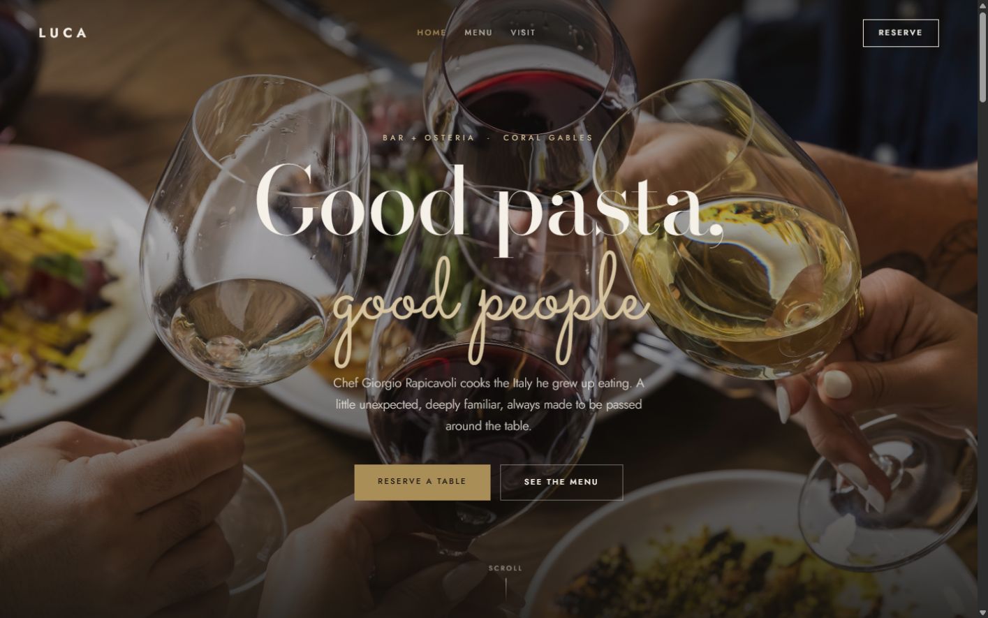Luca Osteria website concept homepage by Sparza Studio