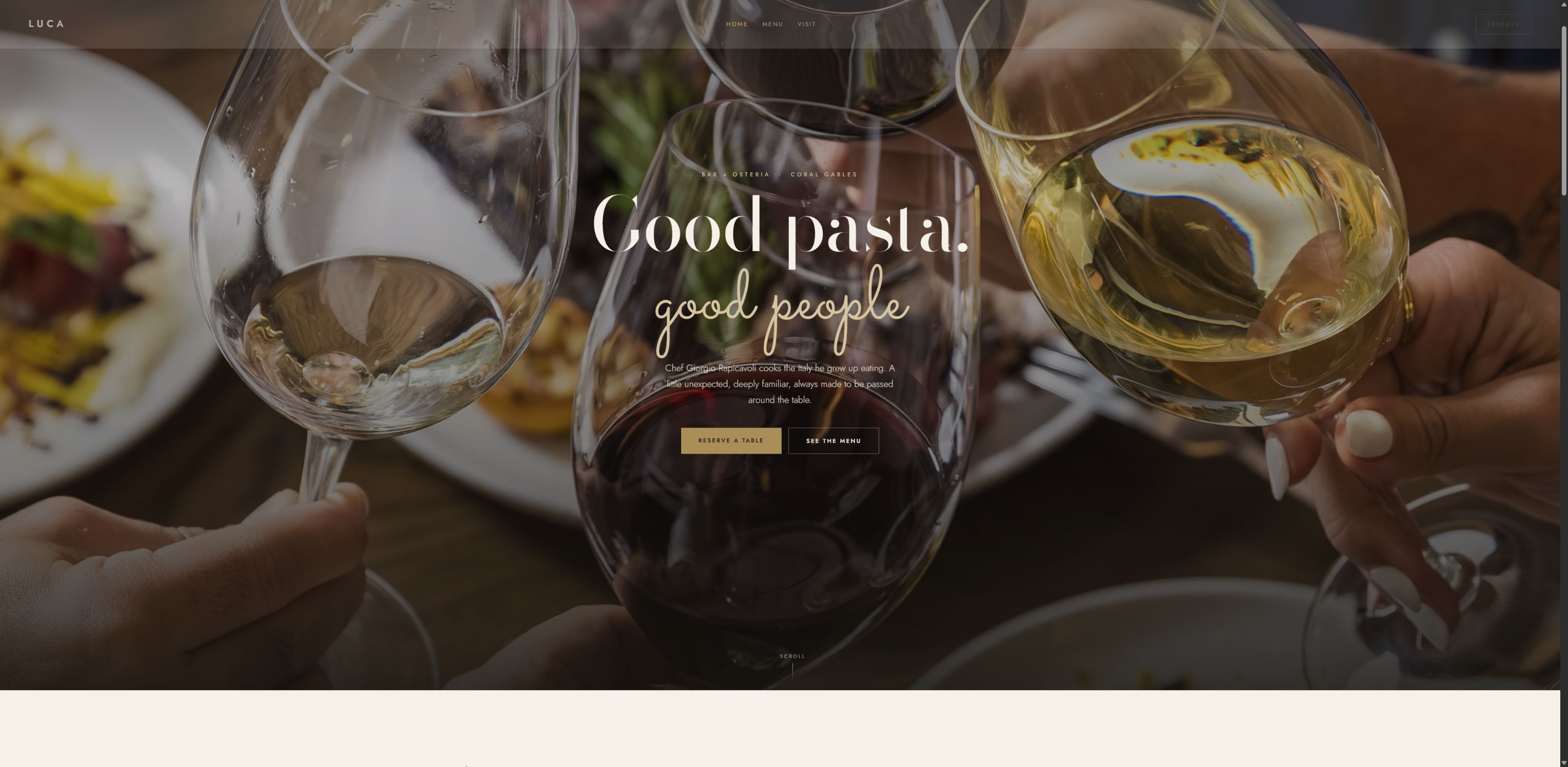 Luca Osteria website concept homepage by Sparza Studio