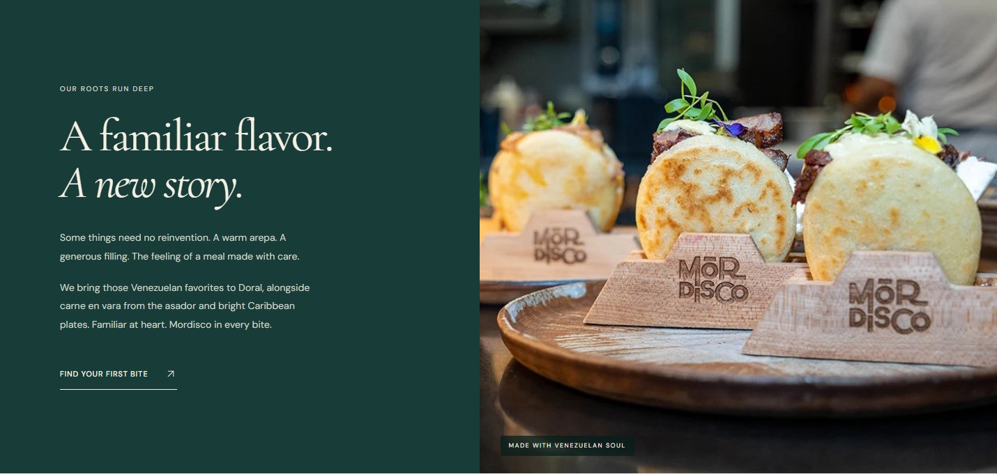 Mordisco Miami redesign showing the complete venezuelan roots section