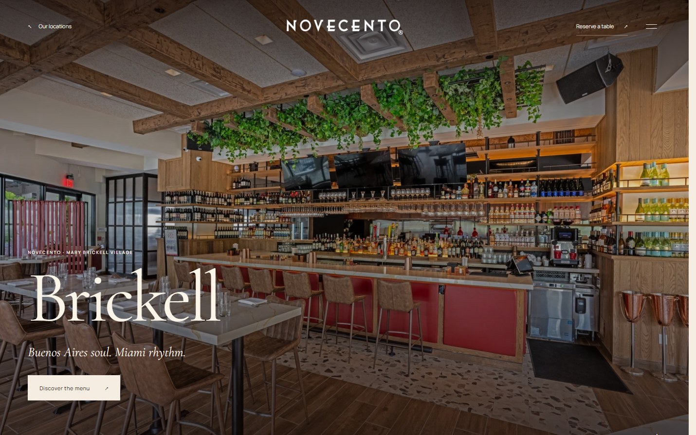 Novecento redesign showing the complete brickell opening section