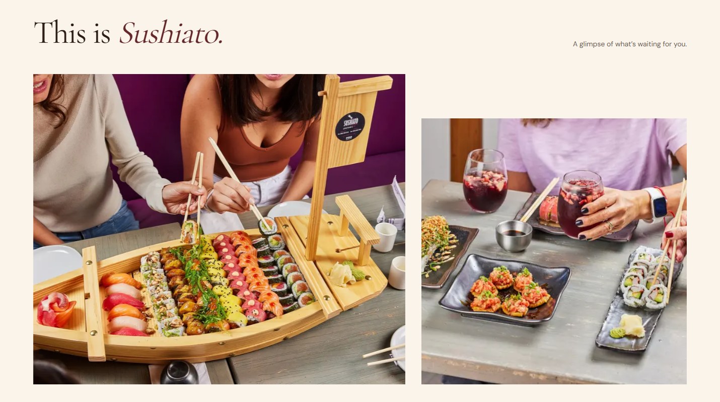 Sushiato redesign showing the complete at the table section